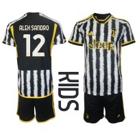 Camiseta Juventus Alex Sandro #12 Primera Equipación para niños 2023-24 manga corta (+ pantalones cortos)